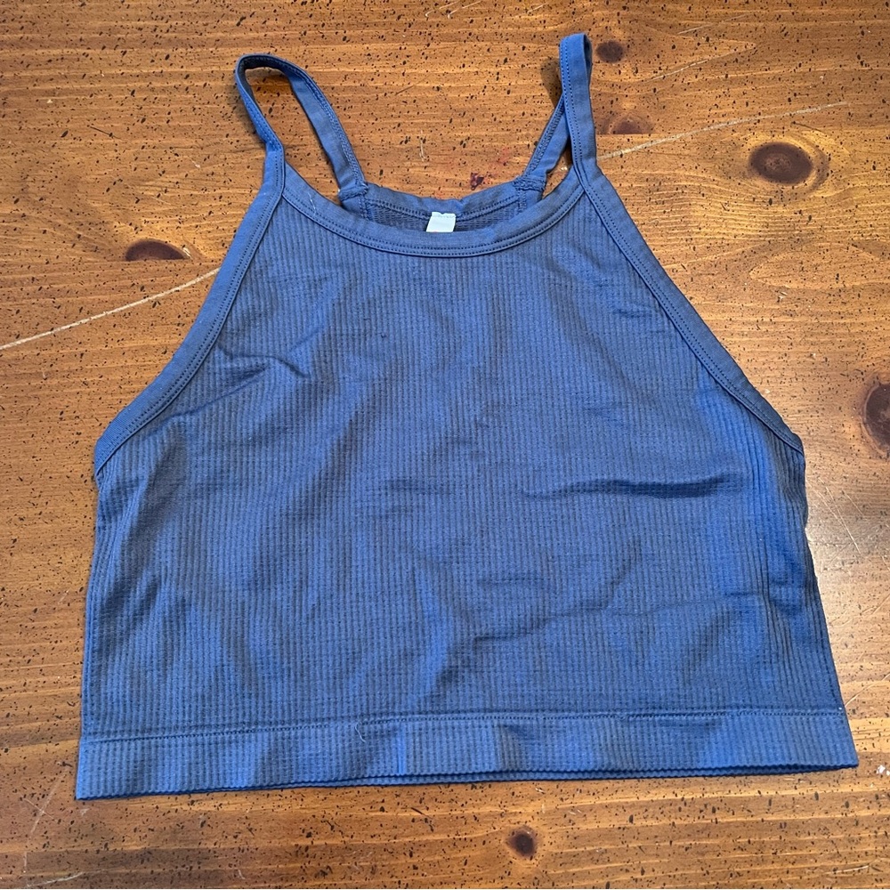 Junior's SO Blue Waffled Crop Tank Top - Size M